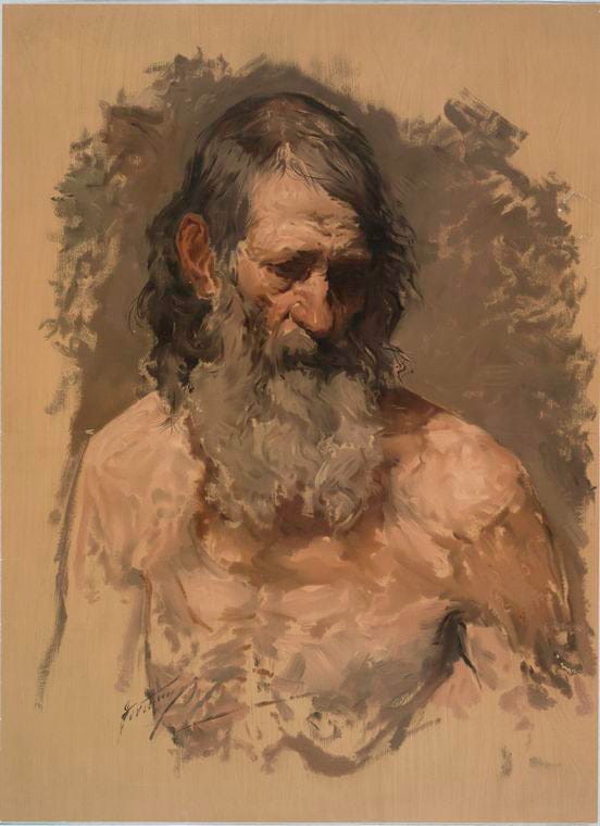 Art Print : Head of an Old Man, Vintage Wall Art