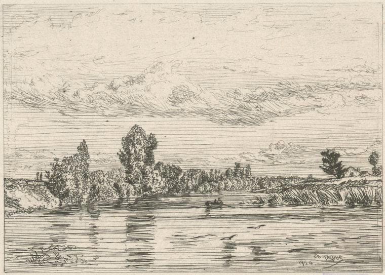 Art Print : 1844, Paysage; Environs d'Asnieres. - Vintage Wall Art