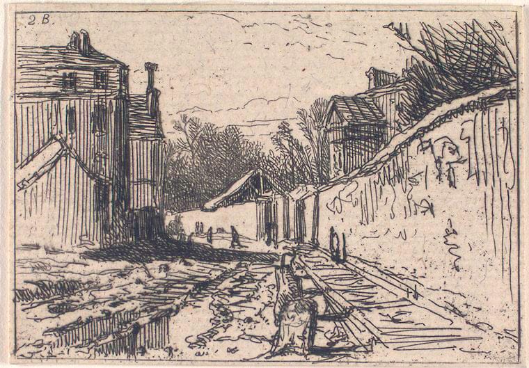 Art Print : 1844, Chemin de Ronde de Paris. - Vintage Wall Art