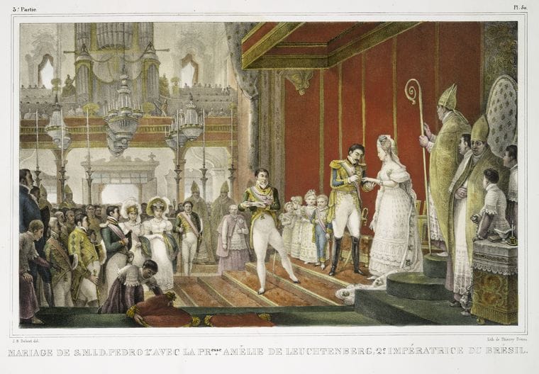 Art Print : 1834, Mariage de S.M.I.D. Pedro I-er avec la Princesse Amelie de Leuchtenberg, 2-e Imp - Vintage Wall Art