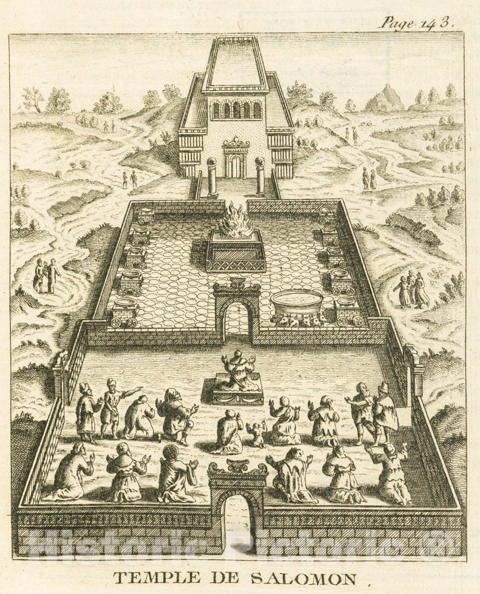 Art Print : 1784, Temple de Salomon. - Vintage Wall Art V2