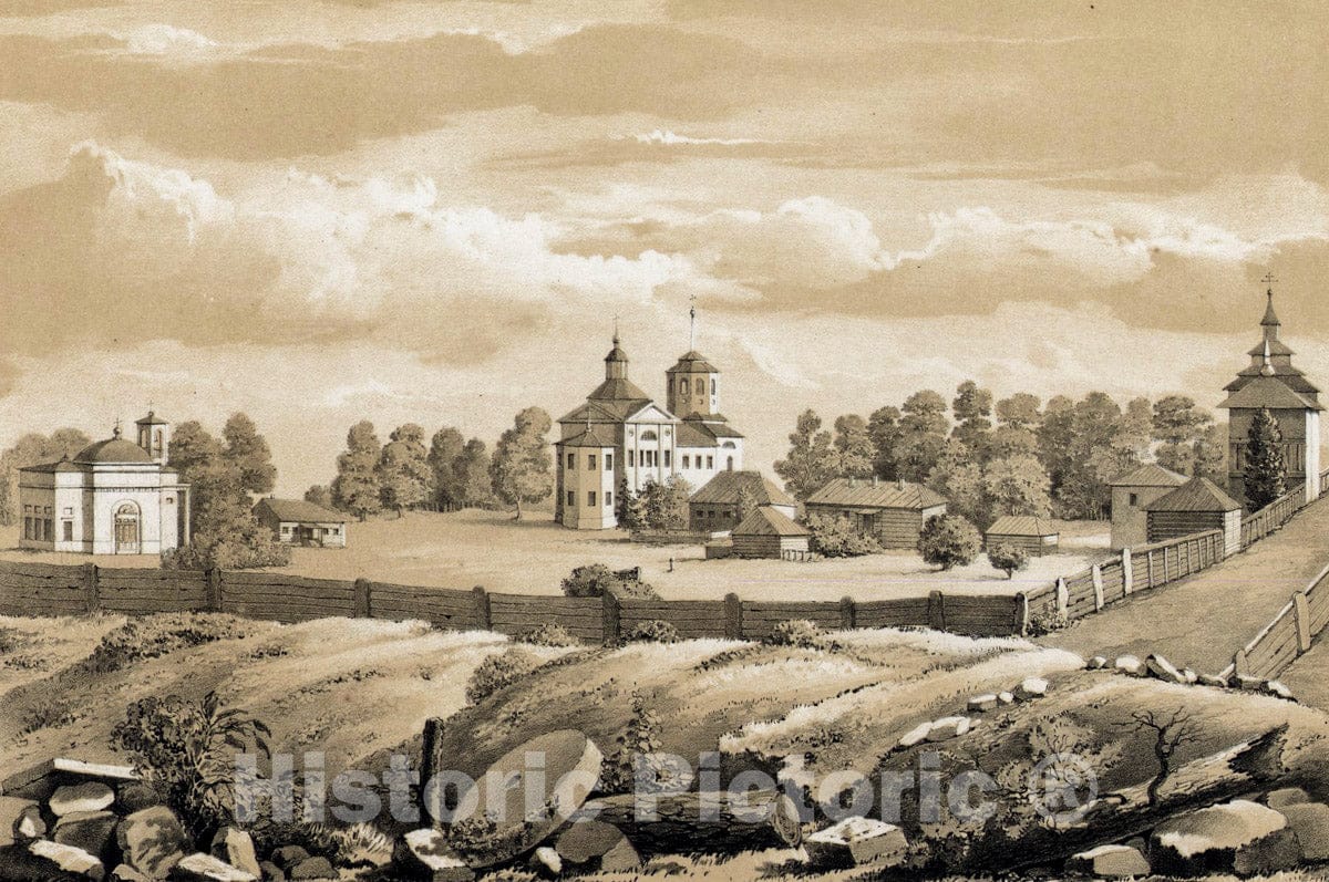 Art Print : 1856, Kirenskii Sviato-Troitskii monastyr'. - Vintage Wall Art