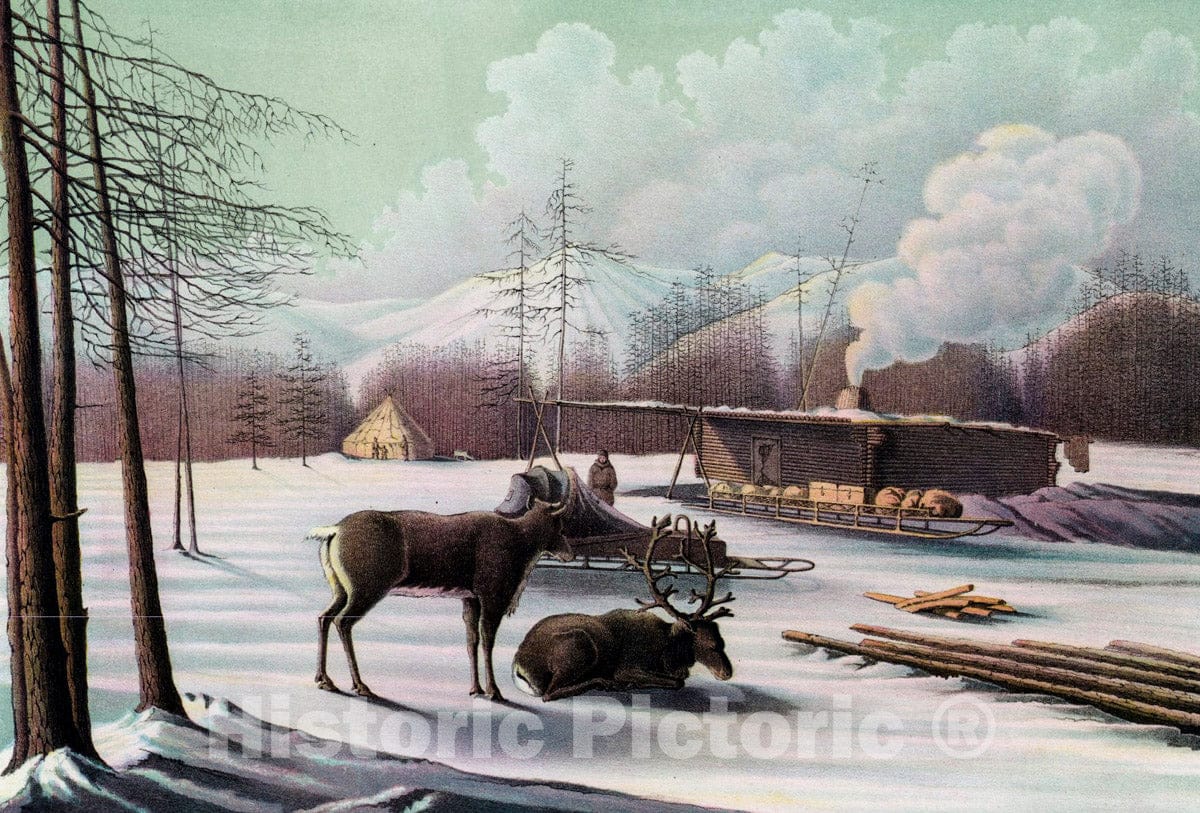 Art Print : 1856, Zimniaia stantsiia po Okhotskomu traktu. - Vintage Wall Art