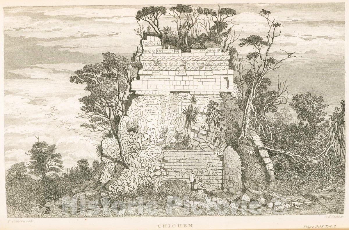 Art Print : 1843, Chichen Itza. [an Edifice]. - Vintage Wall Art