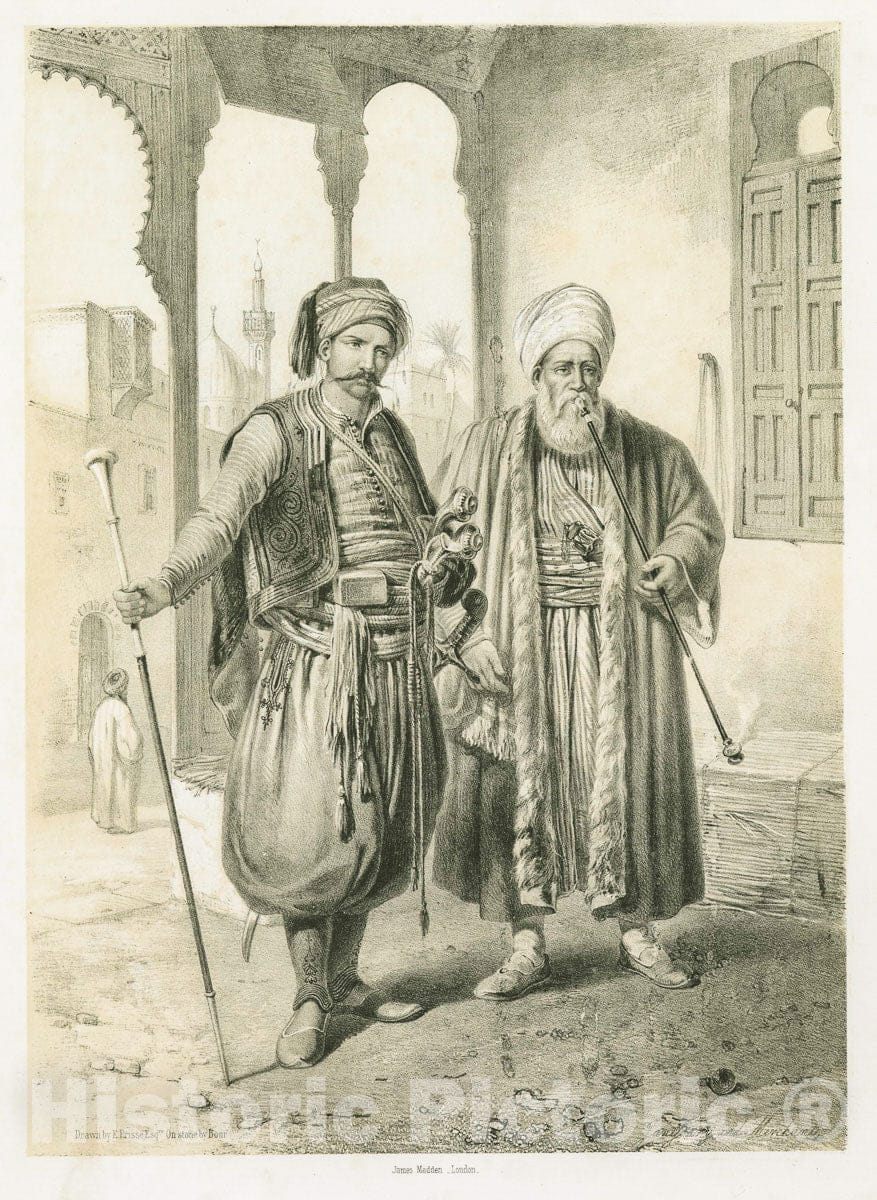 Art Print : 1851, Janissary and Merchant. Cairo - Vintage Wall Art