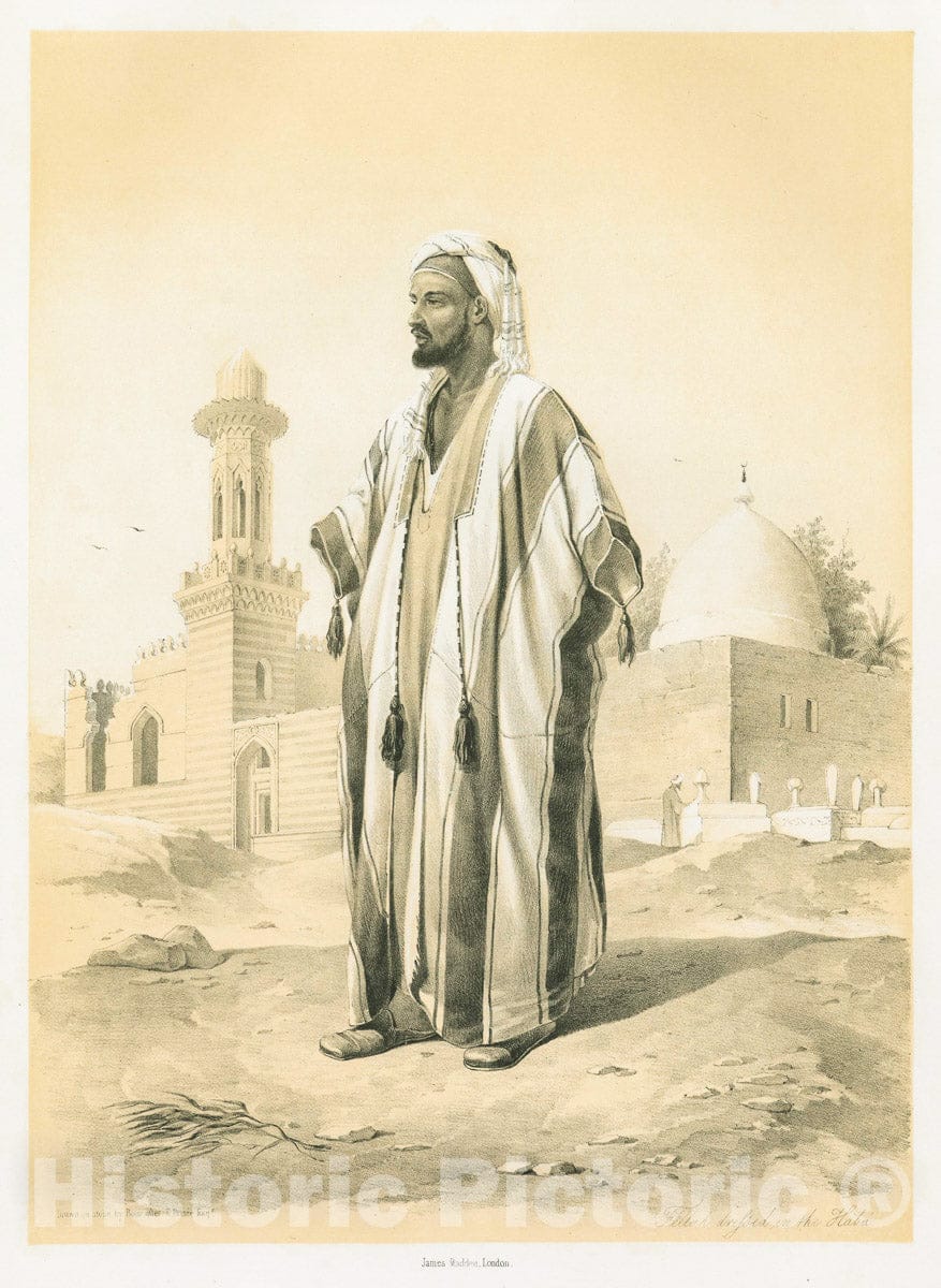 Art Print : 1851, Fellah, Dressed in The Haba - Vintage Wall Art