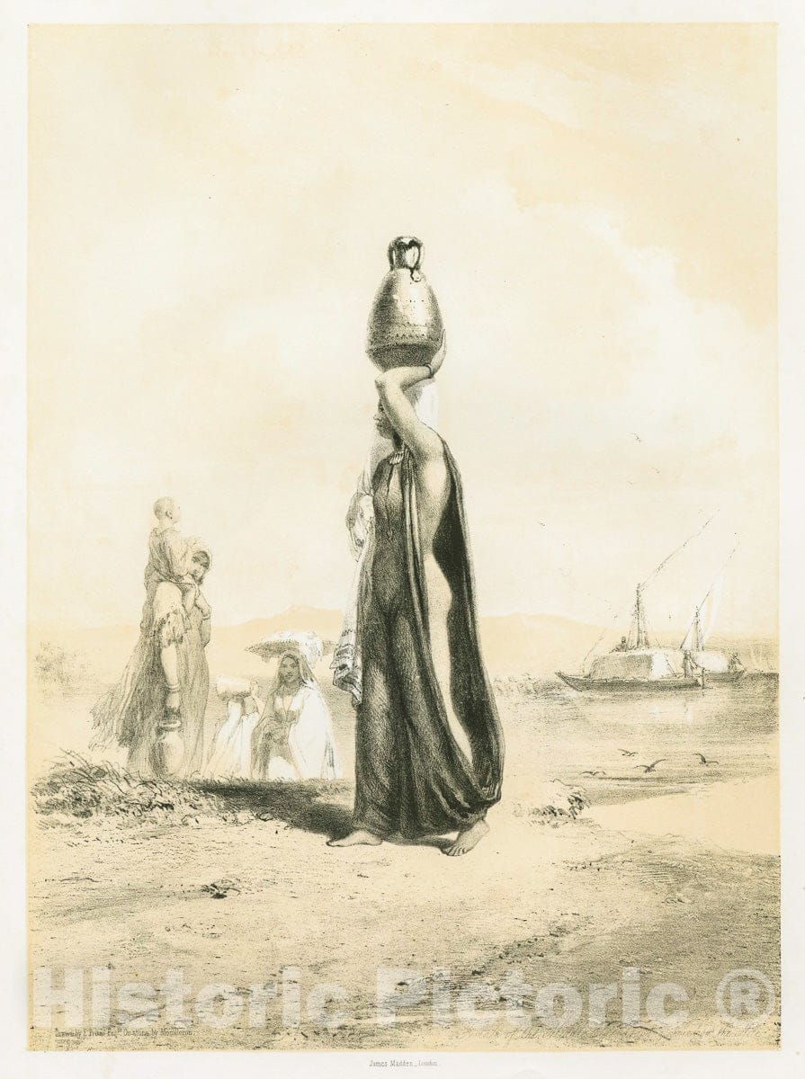 Art Print : 1851, Female of The Middle Class Drawing Water from The Nile - Vintage Wall Art