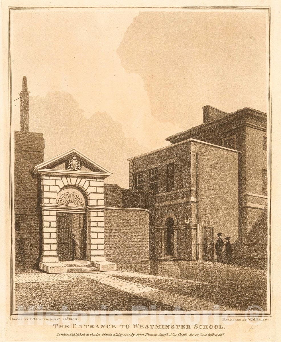 Art Print : 1808, The Entrance to Westminster-School. - Vintage Wall Art