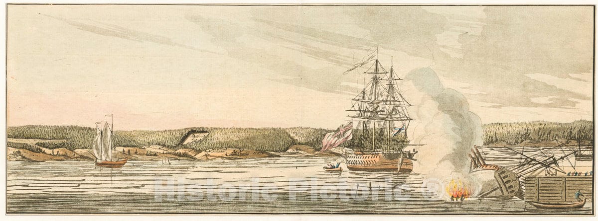 Art Print : 1780, [Dartmouth Shore in The Harbour of Halifax, Nova Scotia.] - Vintage Wall Art