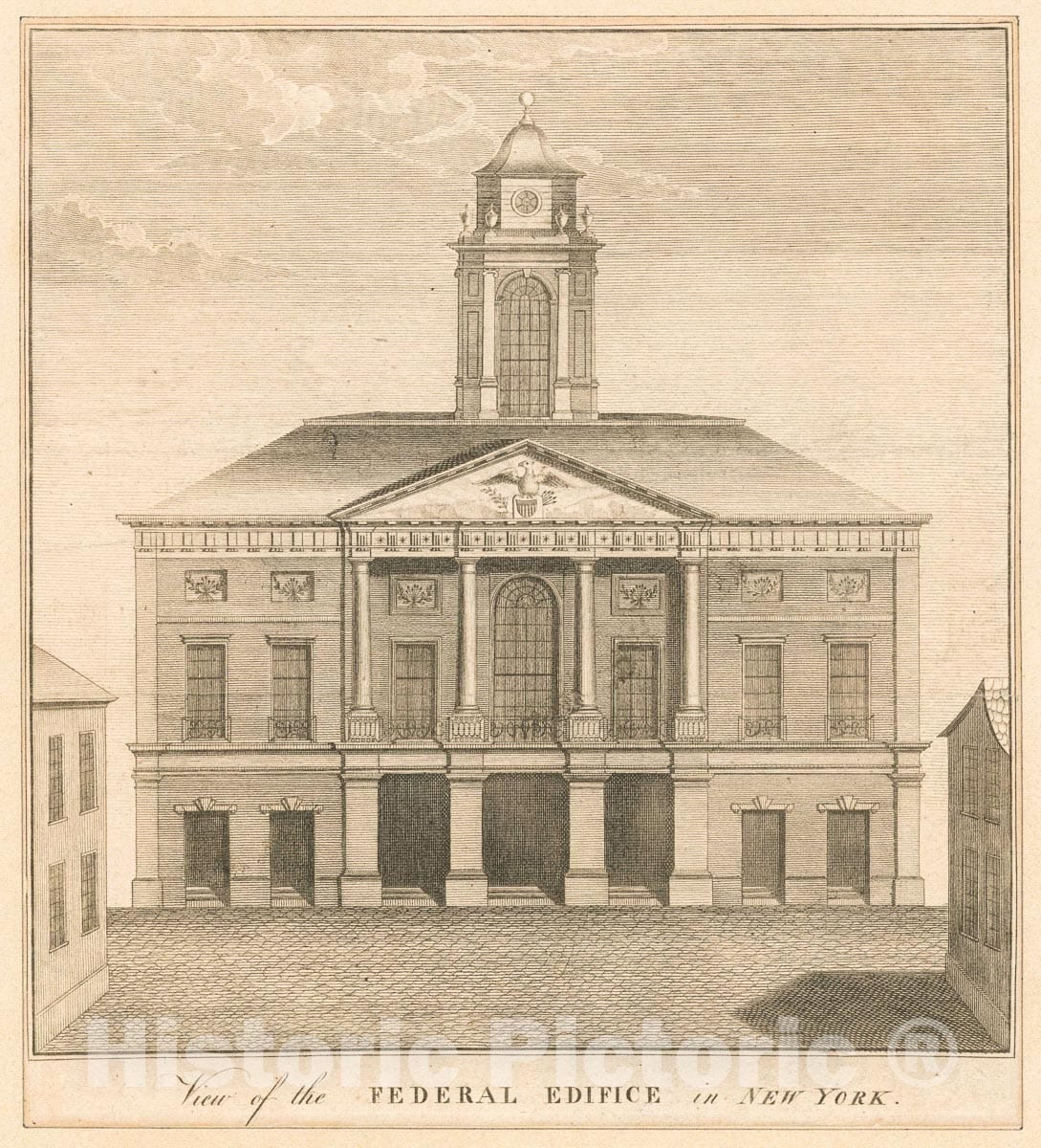 Art Print : View of The Federal Edifice in New York. - Vintage Wall Art