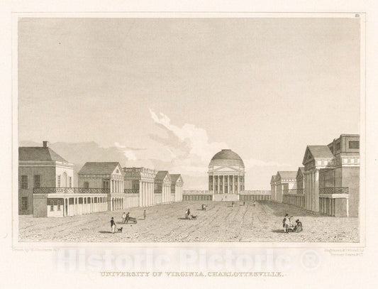 Art Print : 1831, University of Virginia, Charlottesville. - Vintage Wall Art