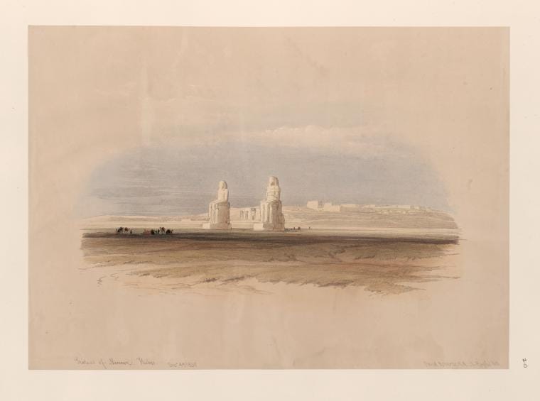 Art Print : Statues of Memnon, Thebes. Dec. 4th, 1838, 1787 - Vintage Wall Art