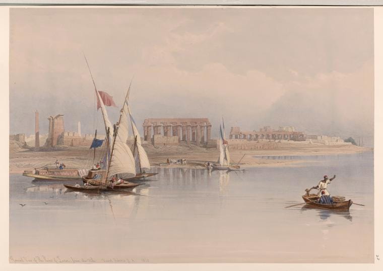Art Print : General View of The Ruins of Luxor, from The Nile. 1838, 1787 - Vintage Wall Art