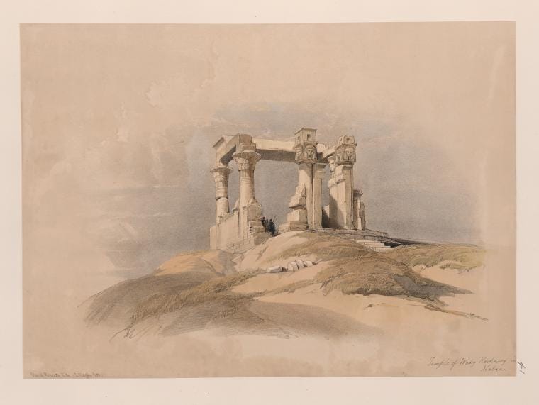 Art Print : Temple of Wady Kardassy [Qirtasi] in Nubia, 1787 - Vintage Wall Art
