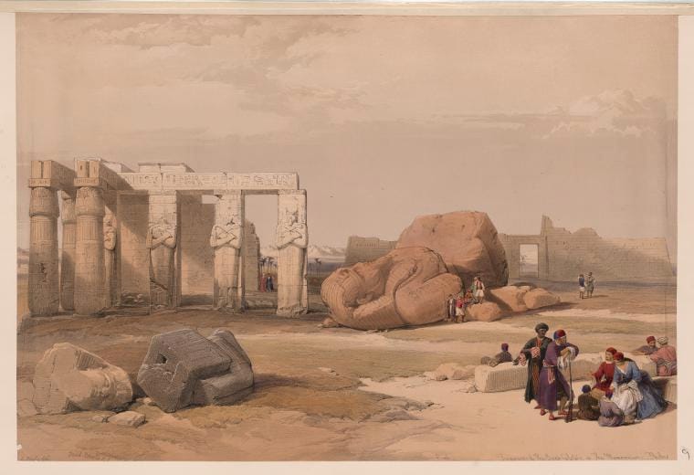 Art Print : Fragment of The Great Colossi at The Memnonium, Thebes, 1787 - Vintage Wall Art