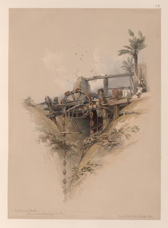 Art Print : A Persian Wheel, Used in Raising Water from The Nile, 1787 - Vintage Wall Art