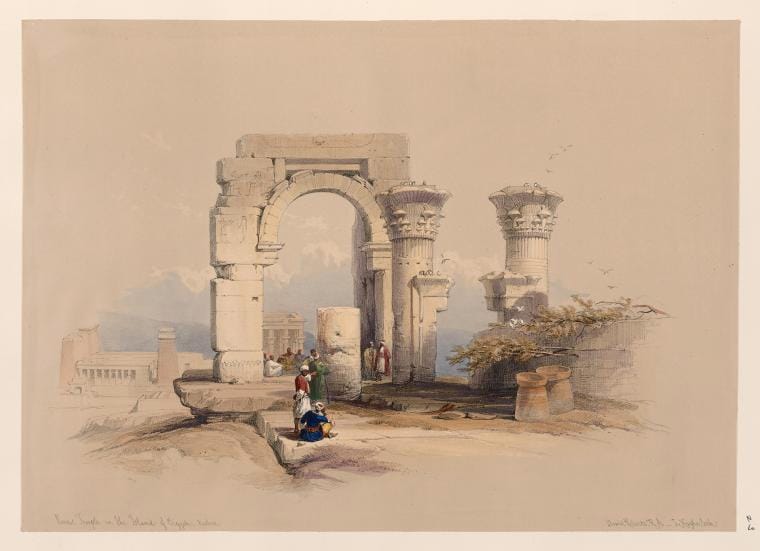 Art Print : Ruins. Temple on The Island of Biggeh [Biga, Bijah], Nubia, 1787 - Vintage Wall Art