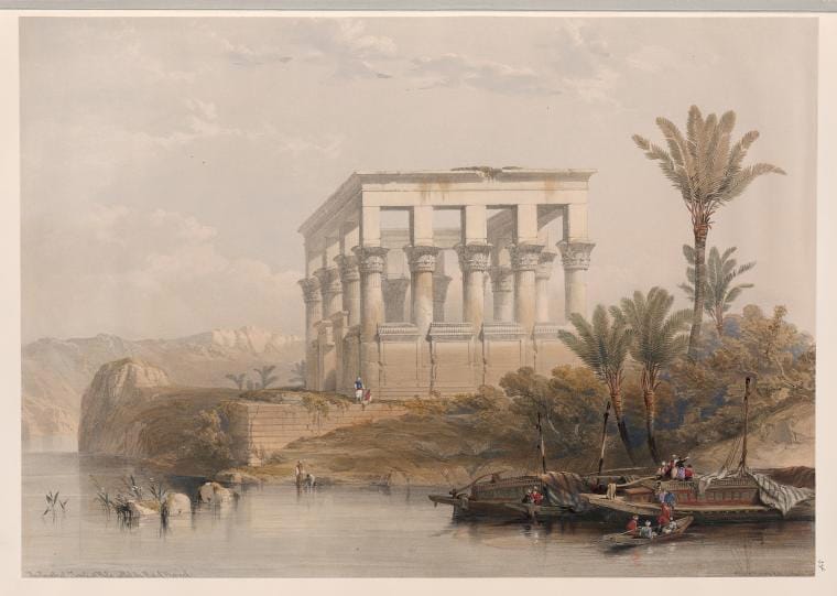 Art Print : The hypthral Temple at Phil Called The Bed of Pharaoh, 1787 - Vintage Wall Art