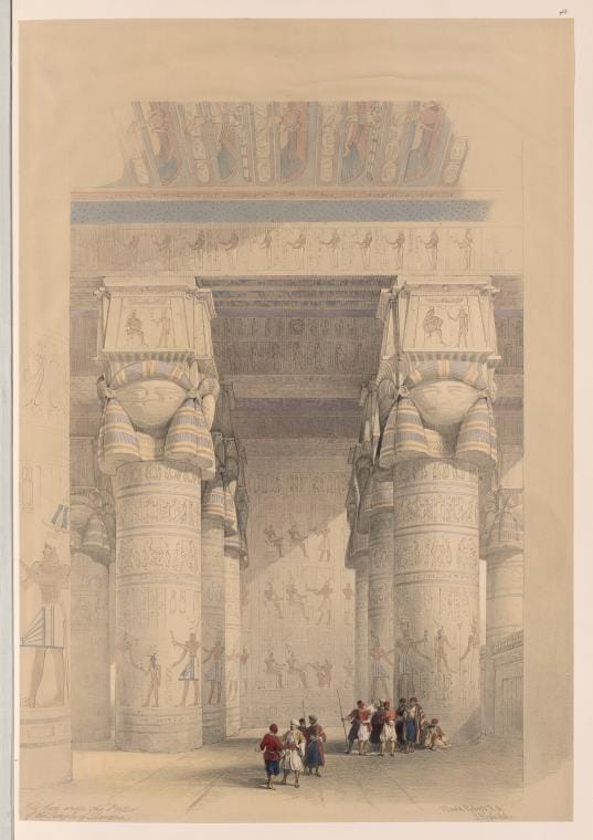 Art Print : View from Under The Portico of The Temple of Dendera [Dandara], 1787 - Vintage Wall Art