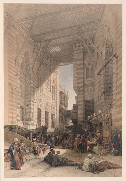 Art Print : Bazaar of The Silk mercers, Cairo, 1787 - Vintage Wall Art