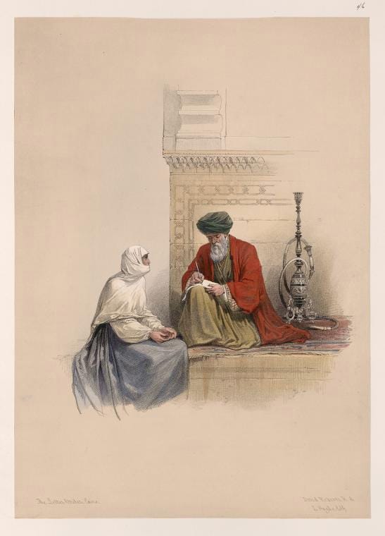 Art Print : The Letter Writer, Cairo, 1787 - Vintage Wall Art