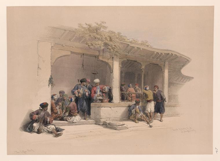 Art Print : The Coffee Shop, 1787 - Vintage Wall Art