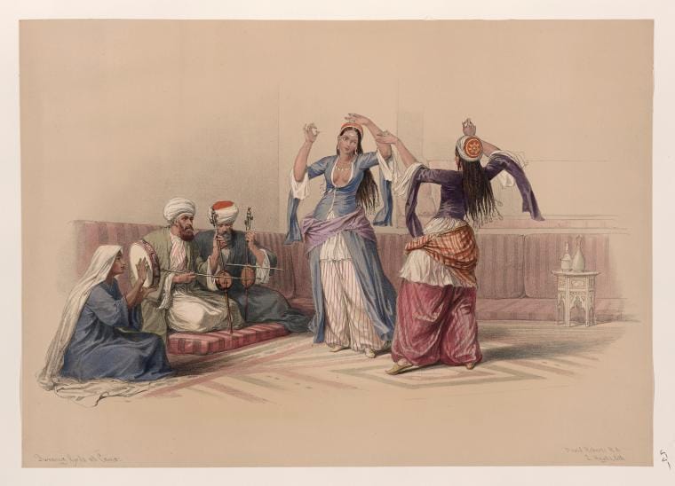 Art Print : Dancing Girls at Cairo, 1787 - Vintage Wall Art