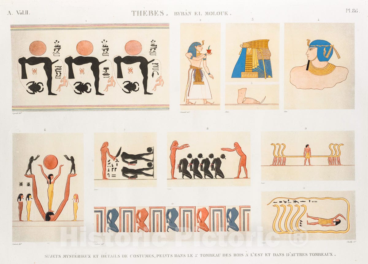 Art Print : 1812, Thebes. Sujets mysterieux et Details de Costum - Vintage Wall Art