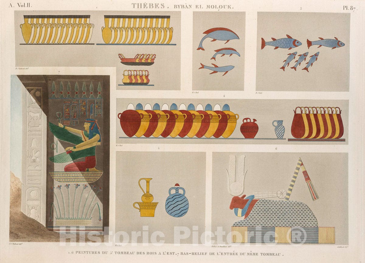Art Print : 1812, Thebes. 1-6. Peintures du 5-e tombeau des Rois - Vintage Wall Art
