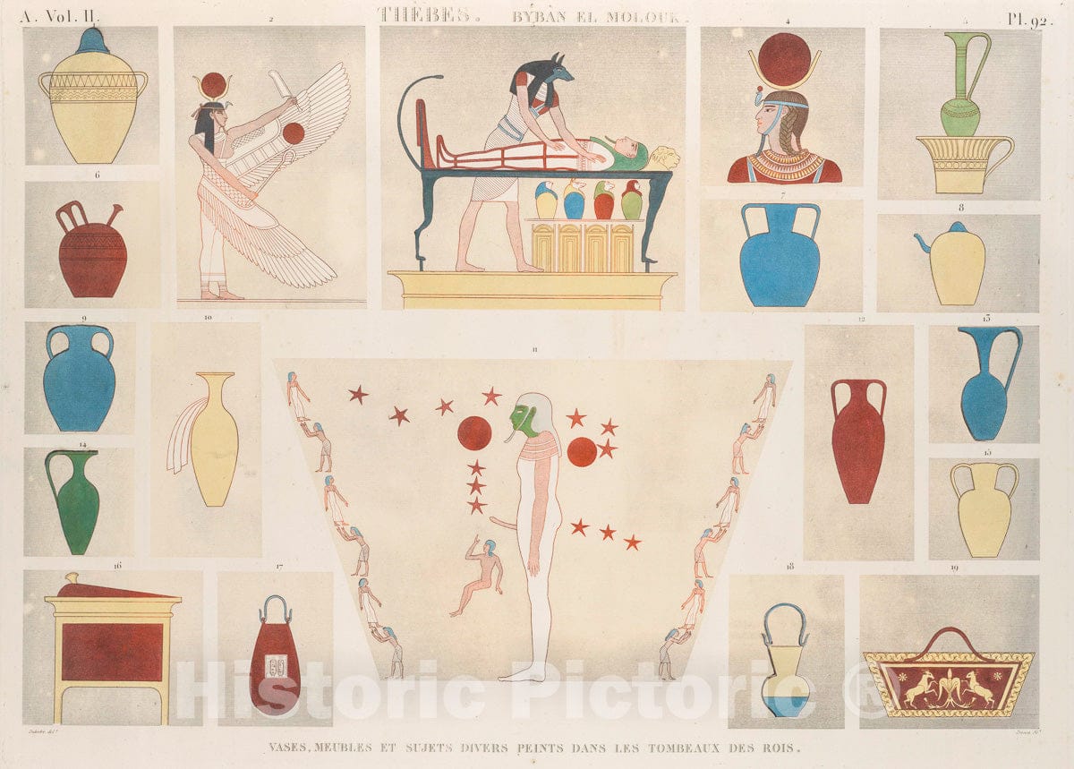 Art Print : 1812, Thebes. Vases, meubles et sujets Divers peints - Vintage Wall Art