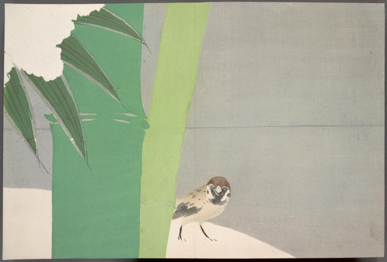 Art Print : Sparrow and Bamboo, 1866 - Vintage Wall Art