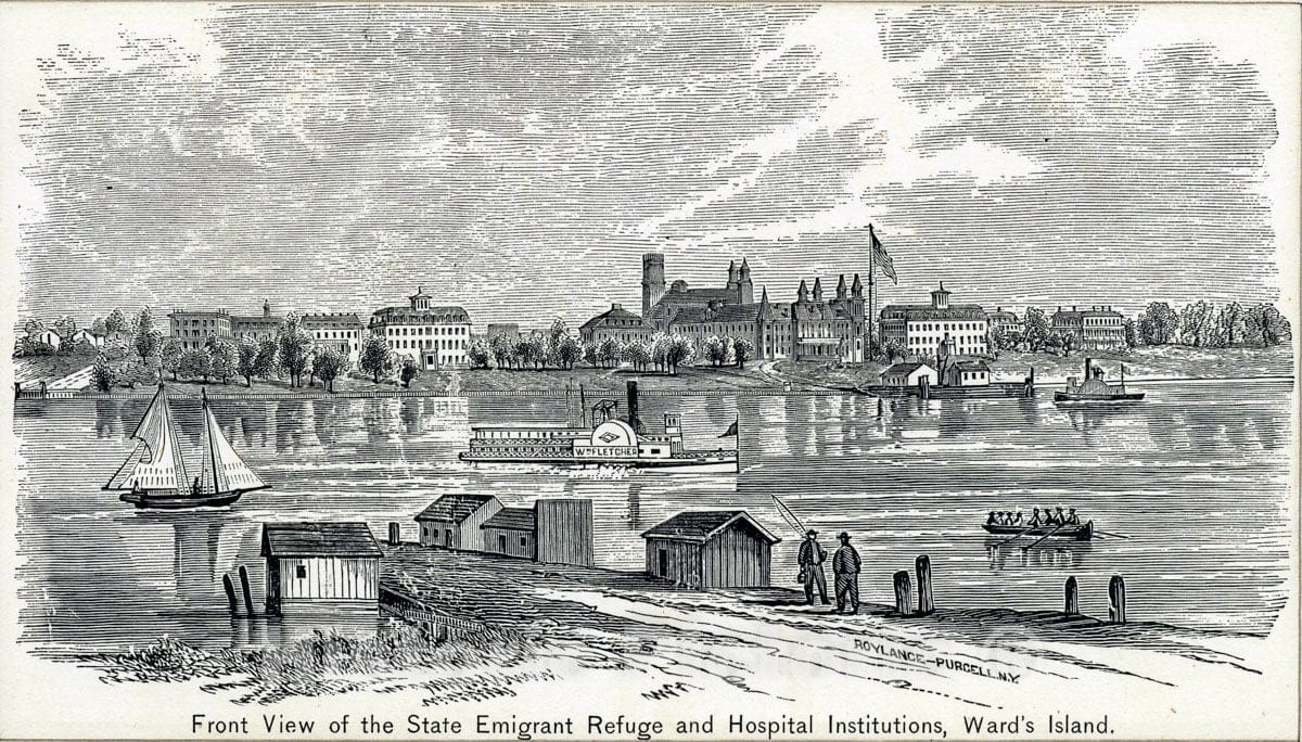 Art Print : 1880, Front View of The State Emigrant Refuge and Hospital institutions, Ward's Island - Vintage Wall Art