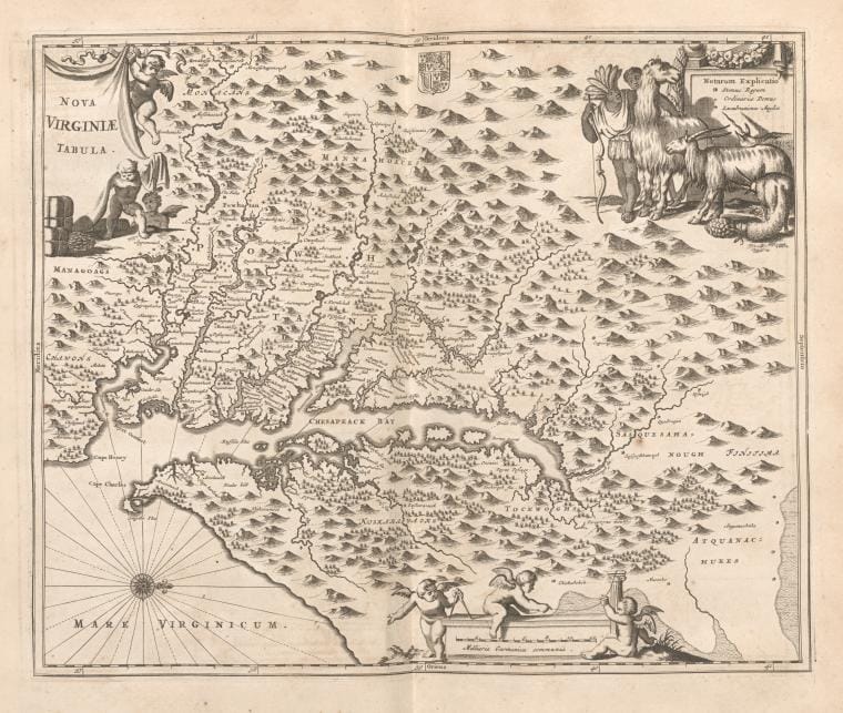 Art Print : 1671, Nova Virginiae Tabula - Vintage Wall Art