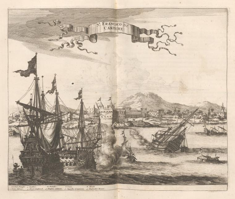 Art Print : 1671, St. Francisco De Campeche - Vintage Wall Art