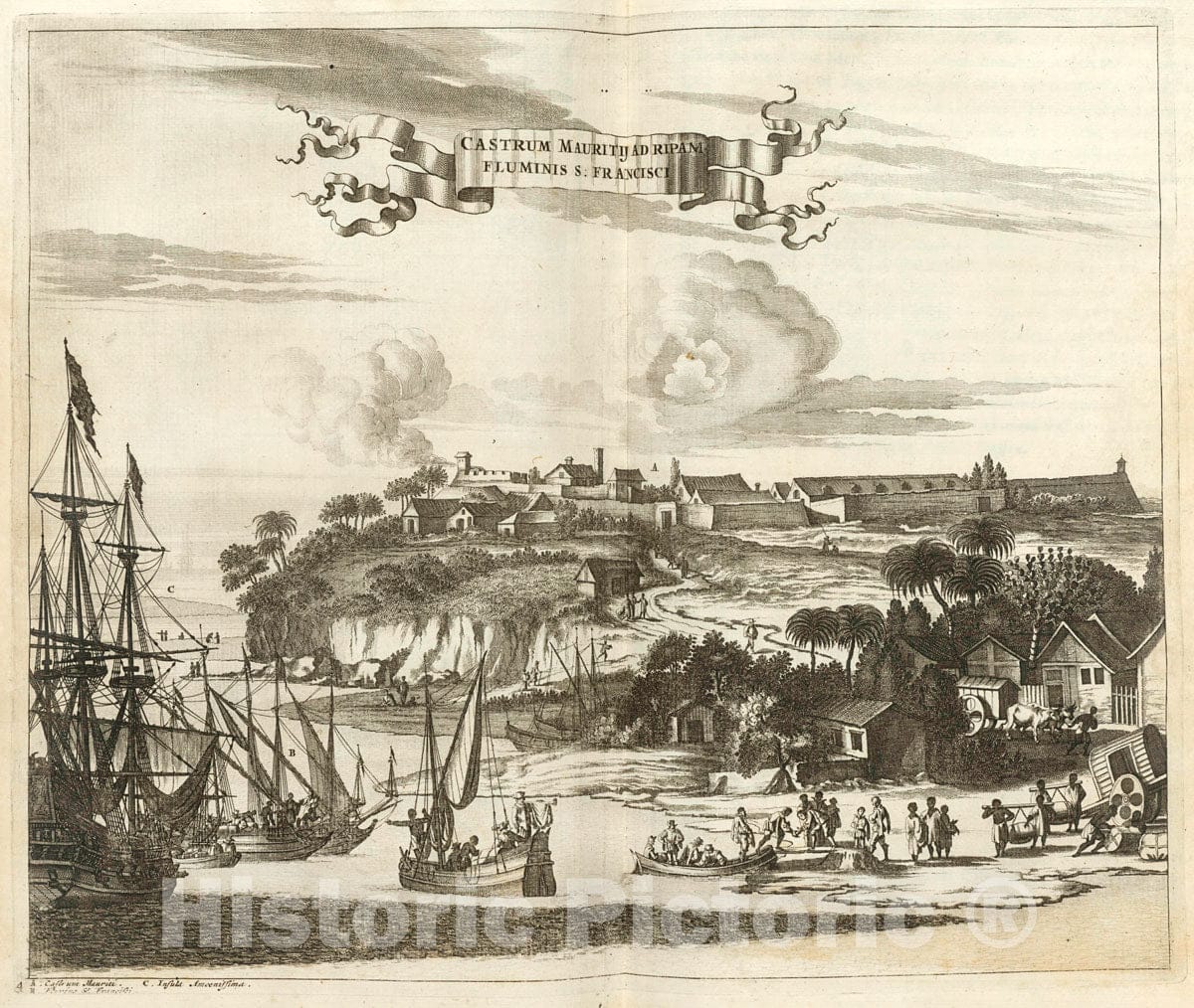 Art Print : 1671, Castrum Mauritij Ad Ripam Fluminis S. Francisci - Vintage Wall Art