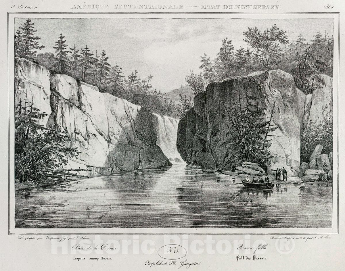 Art Print : 1828, Passaic Falls. - Vintage Wall Art