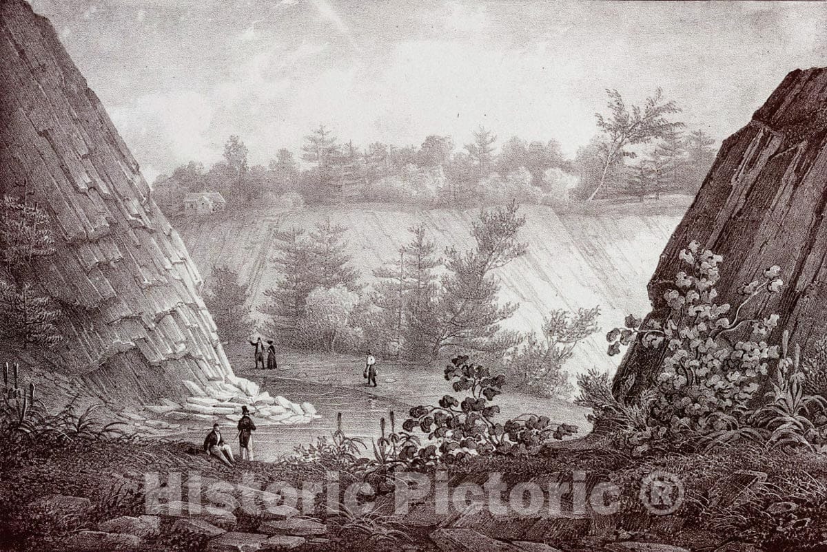 Art Print : 1828, Commencement of Lower Falls. - Vintage Wall Art