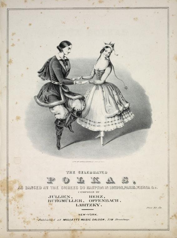 Art Print : The Celebrated Polka, as Danced at The soirees du Haut-ton in London - Vintage Wall Art