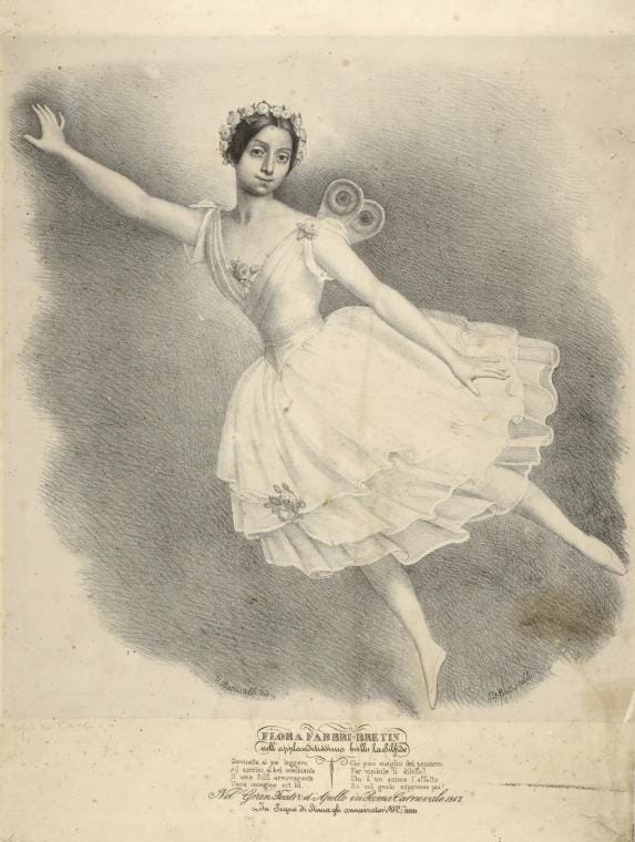 Art Print : Eight Lines of Poetry in Italian, Teatro d'Apollo in Roma, carnevale 1843 - Vintage Wall Art V1