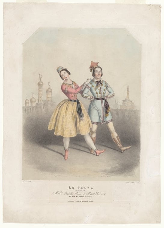 Art Print : La Polka, Danced by Mad'elle Carlotta Grisi, Mons'r Perrot at Her Majesty's Theatre, 1844 - Vintage Wall Art