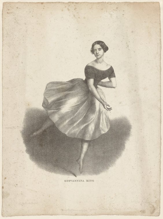 Art Print : Giovannina King Prima Ballerina assoluta nel Teatro Valle in Roma l'autunno 1844, 1844 - Vintage Wall Art, v2