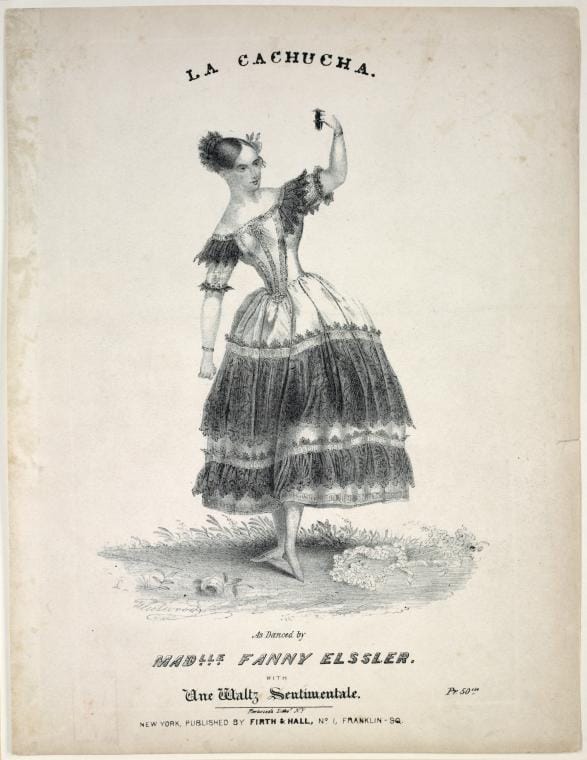 Art Print : La Cachucha as Danced by Madlle. Fanny Elssler, with Une Waltz sentimentale, 1837 - Vintage Wall Art