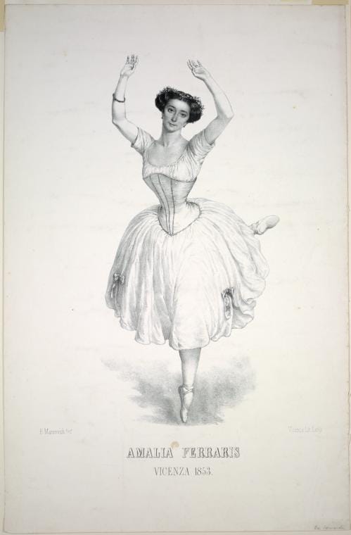 Art Print : Amalia Ferraris [Lower Half of Legend Cropped], 1855 - Vintage Wall Art