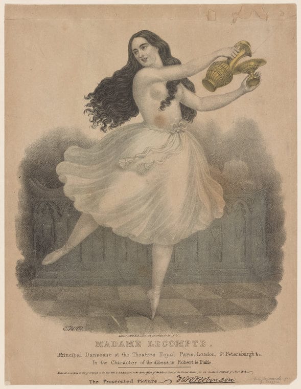 Art Print : Madame Lecompte. Principal Danseuse at The Theatres Royal Paris, London, St. Petersburg, 1837 - Vintage Wall Art