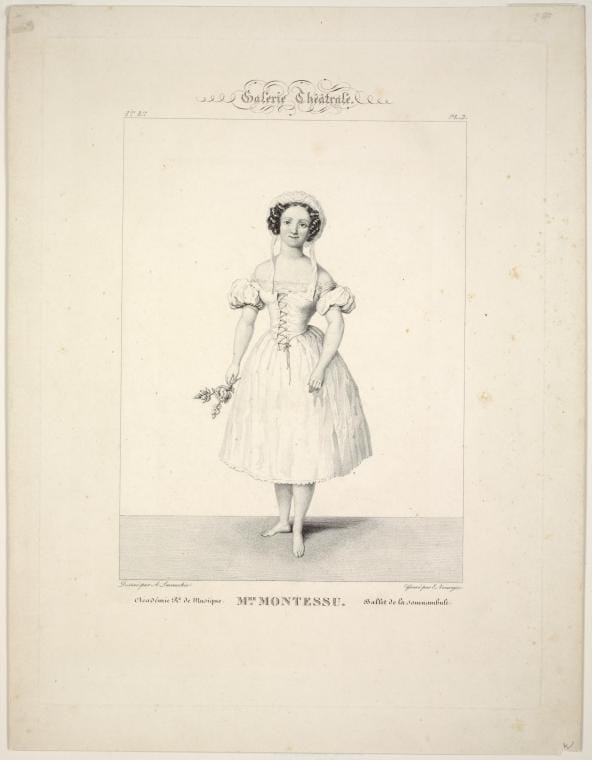 Art Print : Mme. Montessu. Ballet de La Somnambule, 1827 - Vintage Wall Art