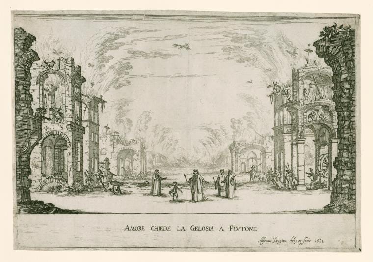 Art Print : Amore chiede la Gelosia a Plutone. Alfonsus Parigius Deli: et fecit 1628, 1628 - Vintage Wall Art