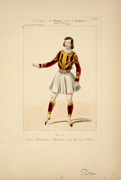 Art Print : Costume de M'r et M'me Paul Taglioni Dans Gustave III; ou Le bal Masque, Pas Styrien, acte V, Academie Royale de Musique, 1834 - Vintage Wall Art