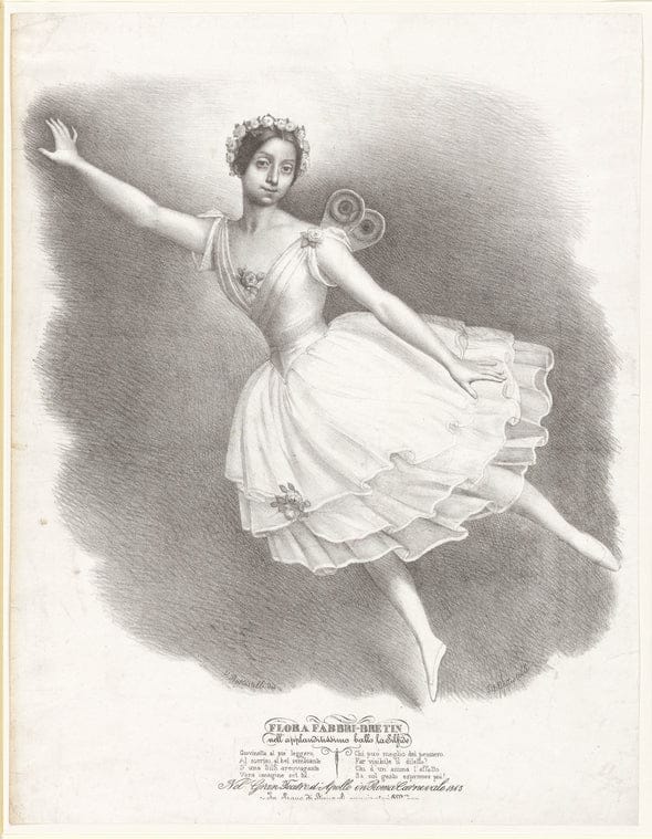 Art Print : Eight Lines of Poetry in Italian, Teatro d'Apollo in Roma, carnevale 1843 - Vintage Wall Art V2