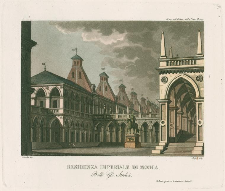 Art Print : Residenza imperiale de Mosca. Ballo, GLI Strelizi. Stucchi inc. Angeli acq. [After a Set Design by Sanquirico], 2017 - Vintage Wall Art