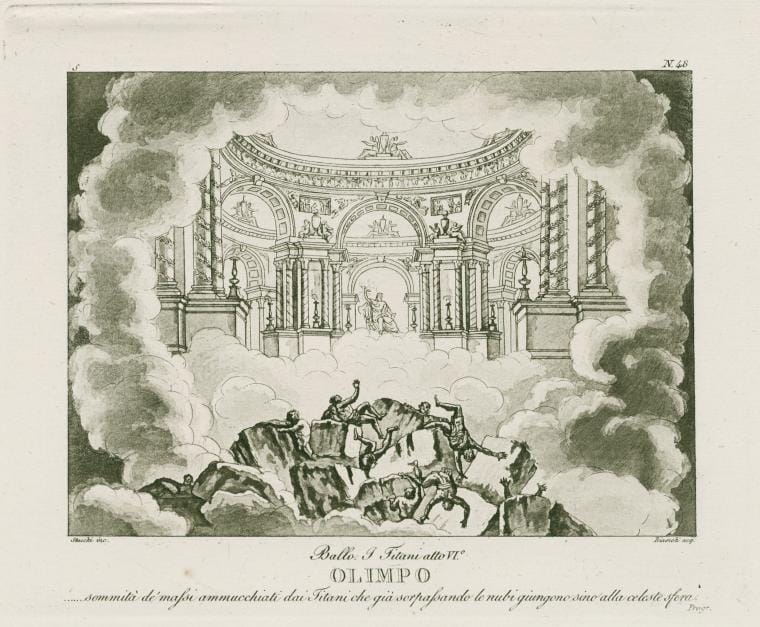 Art Print : Dance The Titans, Act V. Throne of Jupiter,1821 - Vintage Wall Art V3